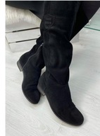 Kozaki damskie muszkieterki 38 czarne skora