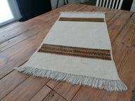 CEPELIA GRUBSZY WEŁNIANY TKANY BIEŻNIK SERWETA PRZEPLATAŃCE FRĘDZLE 65x130