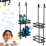 PÓŁKA ŁAZIENKOWA WISZĄCA POD PRYSZNIC METALOWA CZARNA ZAWIESZANA VILDE