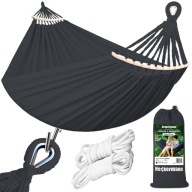 Hamak z drążkiem Heckermann szary 240 kg 260 x 150