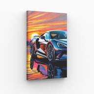Obraz na Płótnie 40x70cm Auto Zachód Słońca Samochód Krajobraz Design Hit