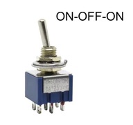 Przełącznik miniaturowy ON-OFF-ON 2P/dwubiegunowy dźwigniowy 6A otwór fi-6