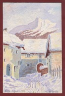 Weihovsky Joseph Alpy zaułek w Zuoz w Górnej Engadynie akwarela sygnowana