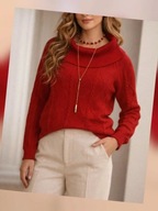 Czerwony sweter z golfem roz.M