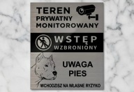 Tabliczka Grawerowana numer domu, ulica, obiekt monitorowany 2w1 Uwaga pies