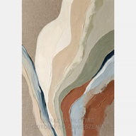 Abstrakcja farba olejna fale spokój obraz na płótnie 58x85 beż brąz luźna