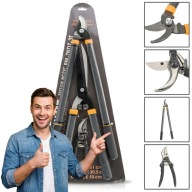 ZESTAW 3 SEKATORÓW I NOŻYC POWERMAT RĘCZNE STAL OGRÓD ERGO MAX 30MM