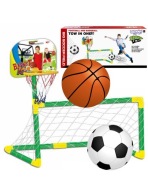 Zestaw 2w1 Koszykówka Bramka Piłka Nożna Piłki Pompka 124cm Sport 3+