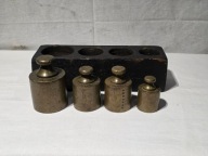 Stare odważniki mosiężne 0.5-2kg! w drewnianym etui