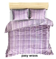 pościel z satyny 160x200 + 2x70x80 zamek S Pasy wrzos G-o