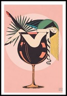 A2 PLAKAT DO KUCHNI RESTAURACJI KIELISZEK KOBIETA W KIELISZKU ABSTRAKCJA