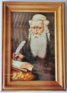 Żyd z siwą brodą liczący pieniądze Obraz za szkłem rama drewniana