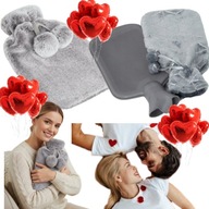 PREZENT TERMOFOR GUMOWY NA WODĘ W POKROWCU PLUSZOWYM NA CIEPŁĄ WODĘ XXL 2L