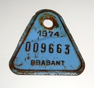 Stara rowerowa tabliczka rejestracyjna - Belgia 1974r.
