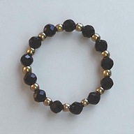 PIERŚCIONEK ELASTYCZNY,CZARNY TURMALIN,SREBRO 925