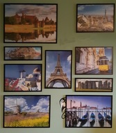 Zestaw 9 oprawionych w ramki puzzli Trefl z serii "Zwiedzając Europę"