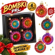 Bombki Choinkowe Szklane PRL z Reflektorami 6cm 4szt bombka święta