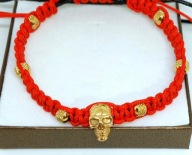 BRANSOLETKA CZASZKA STAL 316L MOCNY CZERWONY SZNUREK MĘSKA 18 cm / WYMIAR