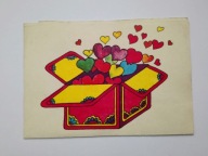 Stary telegram - Serca w kartoniku - proj. J. Modzelewska