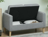 Sofa 2-osobowe z podłokietnikami, szare, z miejscem na rzeczy