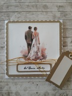 Kartka ślubna para młoda akwarela