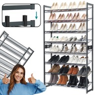 REGAŁ SZAFKA STOJAK NA BUTY DUŻY METALOWY CZARNY SKŁADANY 8 POZIOMÓW LOFT