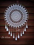 Łapacz snów /szydełkowa rozeta /ozdoba okienna śr.60cm rękodzieło Juka