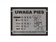 Tabliczka srebrna grawerowana uwaga PIES Pitbull śmieszne wzory