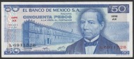 Meksyk 50 pesos 1973 - Benito Juarez - AX - stan bankowy UNC