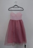 Różowa tiulowa gorsetowa rozkloszowana sukienka midi M