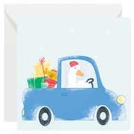 Kartka okolicznościowa na Boże Narodzenie - Gęś w Samochodzie - 14x14 cm