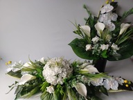 Komplet Cmentarz storczyk kula różana biel