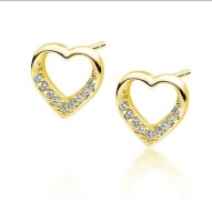 ZE SREBRA 925 Złote Kolczyki Serca Serduszka Pozłacane PUDEŁKO na prezent