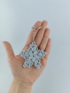 Brelok szydełkowa śnieżynka 3D Handmade