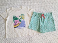 Primark bluzka i spodenki Okaidi w kwiatki nowe roz 128