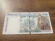 Wybrzeże Kości Słoniowej - 5000 franków - 1999 - UNC/UNC-