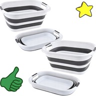 ZESTAW 2X KOSZ NA PRANIE SKŁADANY SILIKONOWY MISKA WANNA 38L SZARY