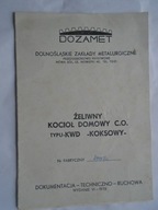 ŻELIWNY KOCIOŁ DOMOWY C.O. KOKSOWY DOZAMET NOWA SÓL DOKUMENTACJA TECHNICZNA