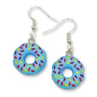 Kolczyki PĄCZKI Niebieskie Zabawne DONUTY z Lukrem Kreatywny PREZENT