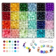 KORALIKI SZKLANE DO ROBIENIA BRANSOLETEK BIŻUTERII ZESTAW 8MM 1200 SZT DIY