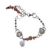 Bransoletka regulowana chainmaille kamienie naturalne stal chirurgiczna