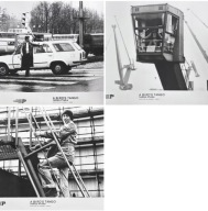Stocznia Gdańska żurawie,polonez auta PRL 3x fotos film TANGO PTAKA 24x30