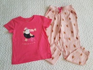 Cool Club bluzka różowa i spodnie różowe w wzorki nowe roz 128-134