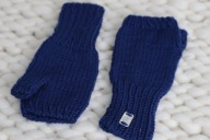 Wełniane mitenki dziecięce, 100% wełna merino, r.104-110cm 4-6 lat, granat