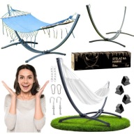 STELAŻ NA DWUOSOBOWY HAMAK STOJAK HAMAKA OGRODOWY METALOWY MOCNY 250 KG