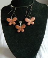 Howlit brązowy - wisiorek i kolczyki motyle, motylki