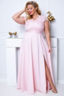Carmen suknia wieczorowa plus size 48 pastelowy róż