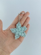 Brelok szydełkowa śnieżynka 3D Handmade