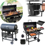 GRILL WĘGLOWY DUŻY OGRODOWY POPIELNIK TERMOMETR PÓŁKI KÓŁKA POKRYWA