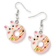 Kolczyki DONUTY Pączki Króliczki Białe Żywiczne PREZENT Słodkie